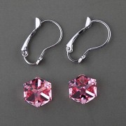 Náušnice Swarovski - nalepovací set - kostičky 8mm - Light Rose