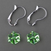 Náušnice Swarovski - nalepovací set - kostičky 8mm - Peridot