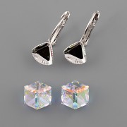 Náušnice Swarovski - nalepovací set - kostičky 8mm - Crystal AB