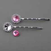 Sponka - ZDOBENÁ pro Rivoli Swarovski 8mm - rhodiováno