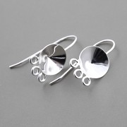 Náušnice otevřené s očky - pro nalepení Rivoli Swarovski 12mm - Ag925