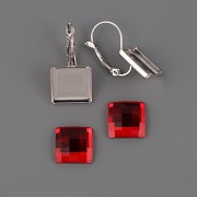 Náušnice Swarovski - nalepovací set - Chessboard 12mm rovný - Light Siam