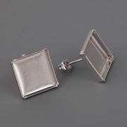 Náušnice - základna Chessboard Swarovski 12mm - puzety - rhodiováno