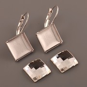 Náušnice Swarovski - nalepovací set - Chessboard 12mm kosý - Crystal