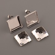 Náušnice Swarovski - nalepovací set - Chessboard 12mm puzety - Crystal