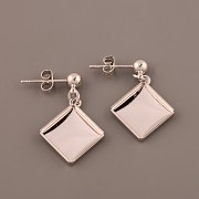 Náušnice - základna na Chessboard Swarovski 10mm - bimbací - rhodiováno