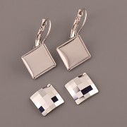 Náušnice Swarovski - nalepovací set - Chessboard 12mm kosý - Crystal CAL