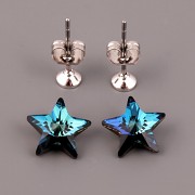 Náušnice - puzety Star Swarovski 4745 - Bermuda Blue 10mm