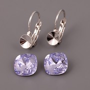 Náušnice - klapka Fancy Stone Swarovski 4470 - Provence Lavander 10mm