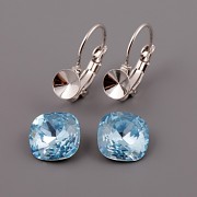 Náušnice - klapka Fancy Stone Swarovski 4470 - Aquamarine 10mm