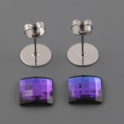 Náušnice - puzety Chessboard 2493 - Heliotrope 8mm