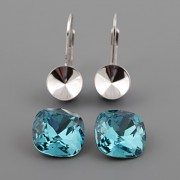 Náušnice - klapka Fancy Stone Swarovski 4470 - Indicolite 12mm