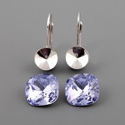 Náušnice - klapka Fancy Stone Swarovski 4470 - Provence Lavander 12mm
