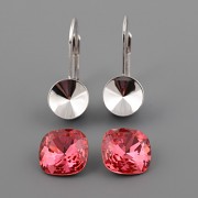 Náušnice - klapka Fancy Stone Swarovski 4470 - Indian Pink 10mm