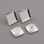 Náušnice Swarovski - nalepovací set - Chessboard 12mm puzety - Black Diamond