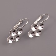 Náušnice - základna pro nalepení 4 Rivoli Swarovski 6mm - rhodiováno