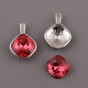 Přívěsek - základna pro čtvereček 4470 Swarovski 10 mm - platina
