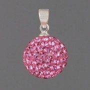 Kulička s kamínky - Ag925 - Rose 12mm se šlupnou