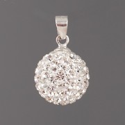 Kulička s kamínky - Ag925 - Crystal 12mm se šlupnou