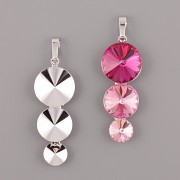 Přívěsek - základna na nalepení 3 Rivoli Swarovski 14+12+8mm - rhodiováno