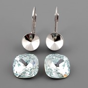 Náušnice - klapka Fancy Stone Swarovski 4470 - Light Azore 10mm