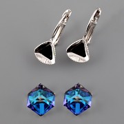 Náušnice Swarovski - nalepovací set - kostičky 8mm - Heliotrope