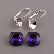Náušnice - klapka Fancy Stone Swarovski 4470 - Purple Velvet 10mm