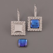 Náušnice - ZDOBENÝ Chessboard Swarovski Elements - rovná - rhodiováno