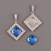 Přívěsek - ZDOBENÝ Chessboard Swarovski Elements - rhodiováno