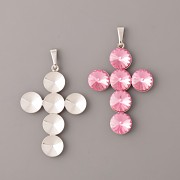 Přívěsek křížek se šlupnou - základna pro nalepení Rivoli Swarovski 12mm - rhodiováno