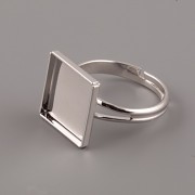 Prsten - základna pro Chessboard Swarovski 12mm - rhodiováno