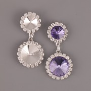 Náušnice - ZDOBENÉ puzety pro Rivoli Swarovski 8 + 12 mm - rhodiováno