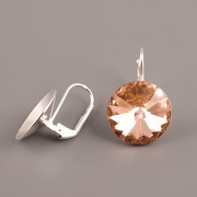 Náušnice - pro nalepení Rivoli Swarovski 14mm - stříbro Ag925