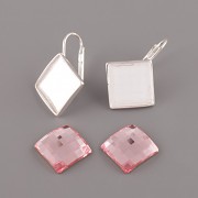 Náušnice - pro Chessboard Swarovski 10mm - kosá - stříbro Ag925