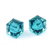 Korálky Swarovski Elements – kostička 5601 – Indicolite AB – 6mm