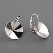 Náušnice - základna pro nalepení Rivoli Swarovski 18mm - rhodiováno