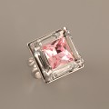 Barevná varianta Square Ring CAL 20mm a Princess Square Swarovski Light Rose 12mm