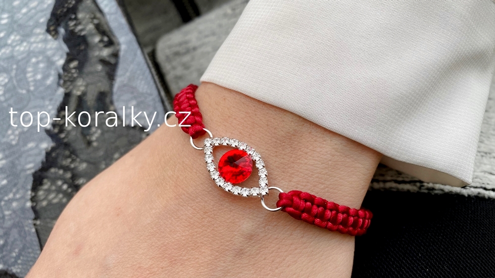 Červený náramek s Rivoli Swarovski - drhání návod