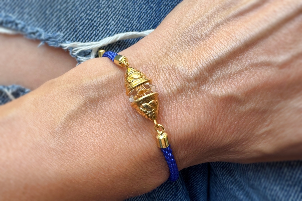 Náramek modrý se zlatem s krystaly Swarovski