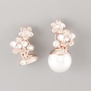 Náušnice KVĚTINOVÉ pro Swarovski Perly - růžově zlacené