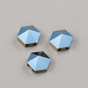 Hexagon Spike dvoudírkové korálky 5060 Swarovski - Metallic Blue - 7,5mm