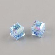 Korálky Swarovski Elements – kostička 5601 – Aquamarine AB – 8mm