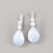 BUBA kamínky - SLZIČKA perleťová modrá se stříbrnými žilkami - 14mm