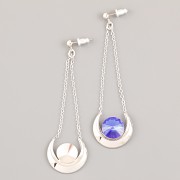 Náušnice DLOUHÉ MĚSÍČNÍ pro Rivoli Swarovski 10mm - rhodium