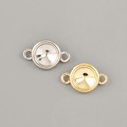 Přívěsek se 2 očky S OBRUBOU - pro nalepení Rivoli Swarovski 6mm - Ag925 platina