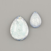 BUBA kamínky - PLOCHÁ SLZIČKA modrá se stříbrem - 11x8mm