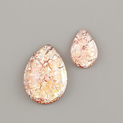 BUBA kamínky - PLOCHÁ SLZIČKA zlatavě-růžová - 18x13mm
