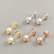 Puzety 5mm s kamínkem a očkem - Ag925 rhodium