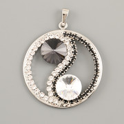 Přívěsek JING JANG pro Rivoli Swarovski 10mm - rhodiováno