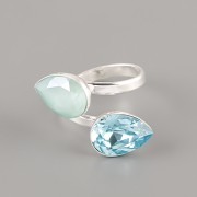 Prsten PRO DVĚ Slzičky 4320 Swarovski 14mm - rhodium